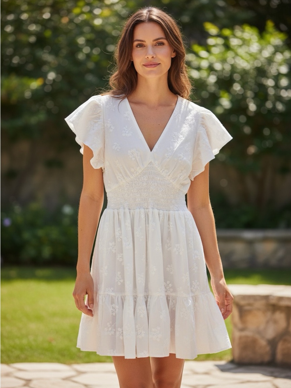 Birds of Paradis by Trovata white eyelet mini dress